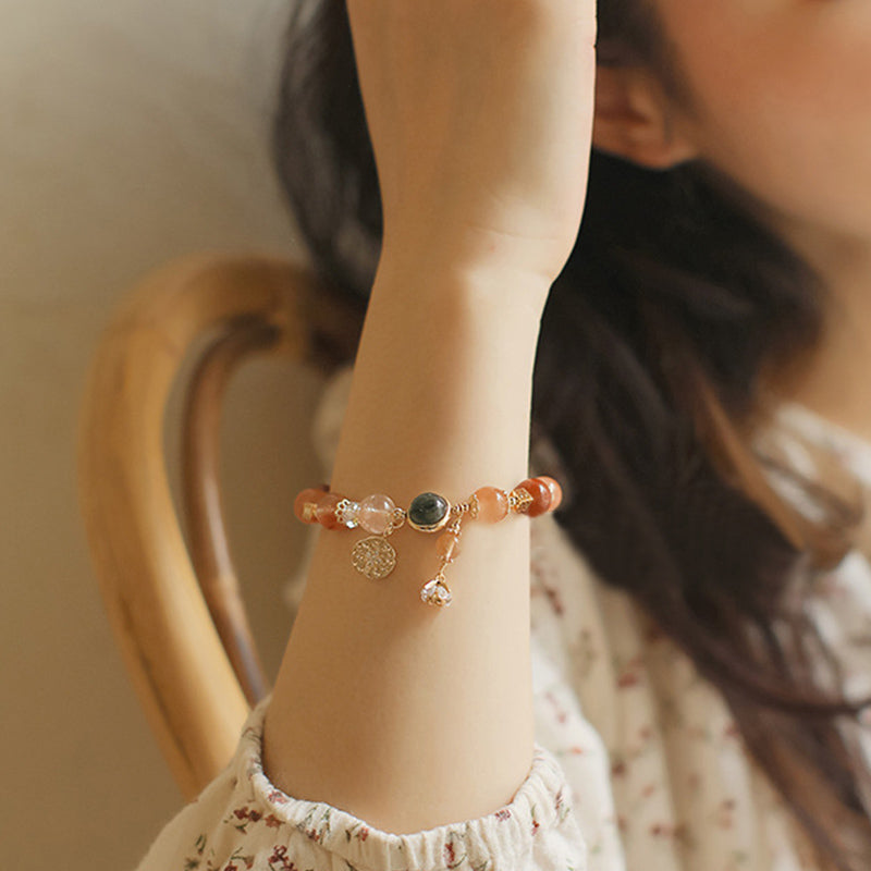 Nimara Ritual Natural Multicolored Rutilated Quartz Eight-pointed Star Flower Wealth Bracelet