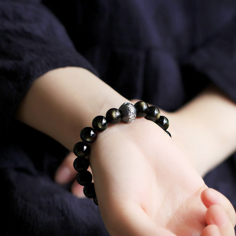 Nimara Ritual Chinese Zodiac Natal Buddha Obsidian Purification Bracelet
