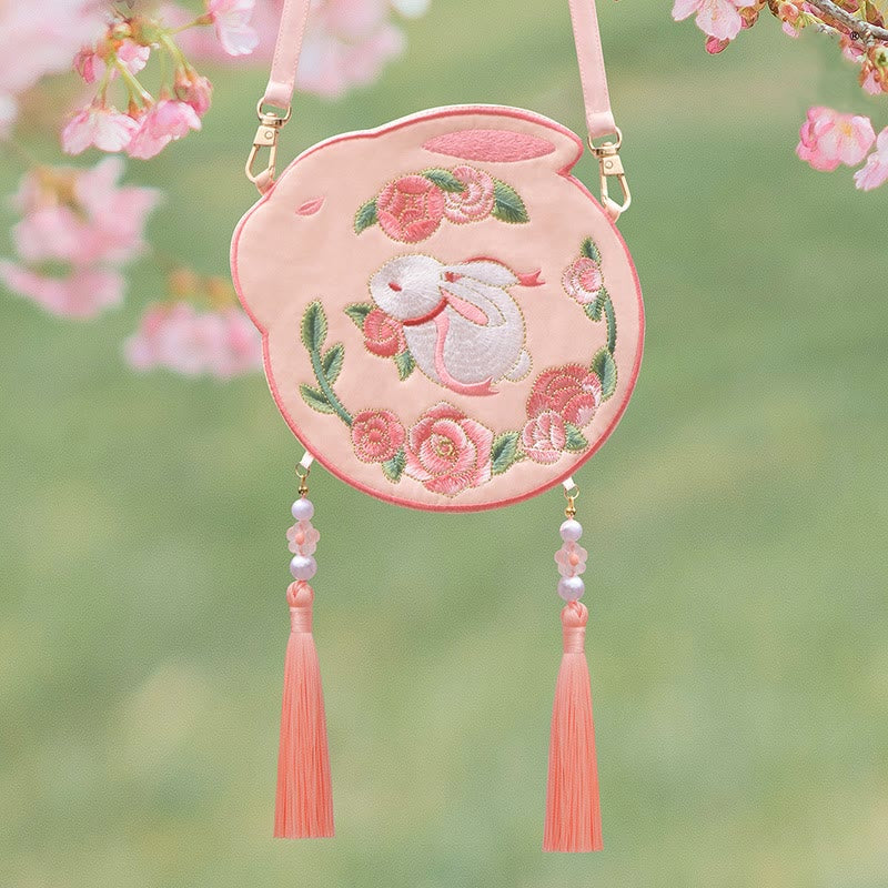 Nimara Ritual Embroidery Lucky Panda Cat Shiba Inu Deer Rabbit Fox Flower Cute Animal Hanfu Bag Crossbody Bag Shoulder Bag