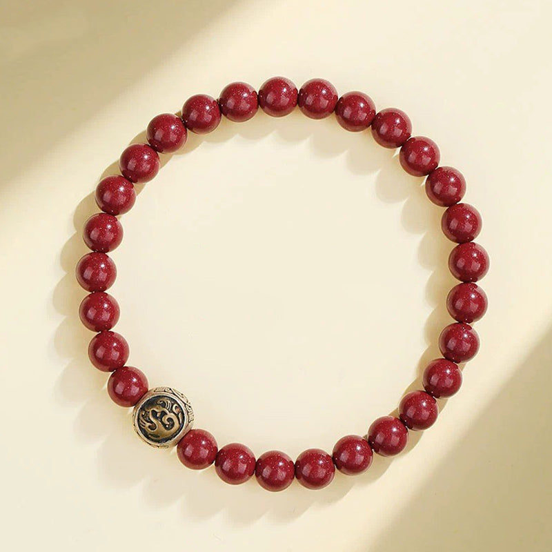 Nimara Ritual 925 Sterling Silver Natural Cinnabar Four Beasts Blessing Bracelet