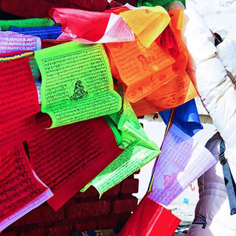 Nimara Ritual Tibetan 5 Colors Windhorse Auspicious Outdoor 25 Pcs Prayer Flag