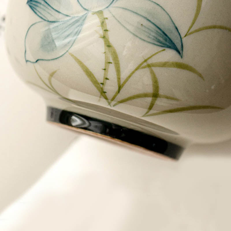 Nimara Ritual Hand Painted Lotus Flower Ceramic Teacup Kung Fu Tea Cup