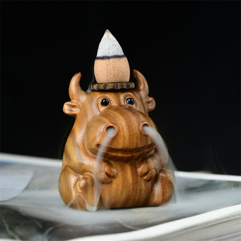 Nimara Ritual Green Sandalwood Cute Calf Pattern Meditation Backflow Incense Burner Decoration