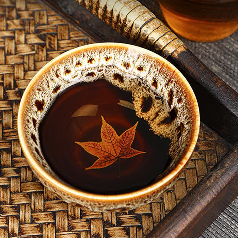 Nimara Ritual Maple Leaf Colorful Ceramic Teacup Home Tea Cups