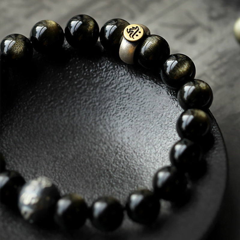 Nimara Ritual Chinese Zodiac Natal Buddha Obsidian Purification Bracelet