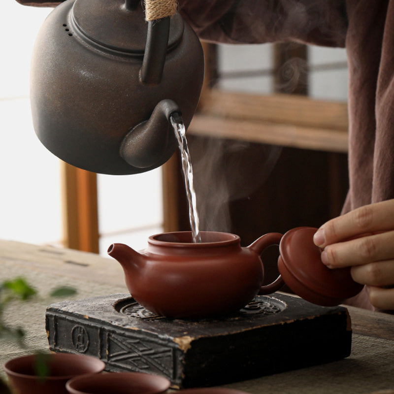 Nimara Ritual Retro Brown Chinese Gongfu Tea Ceramic Kung Fu Teapot 700ml With Base