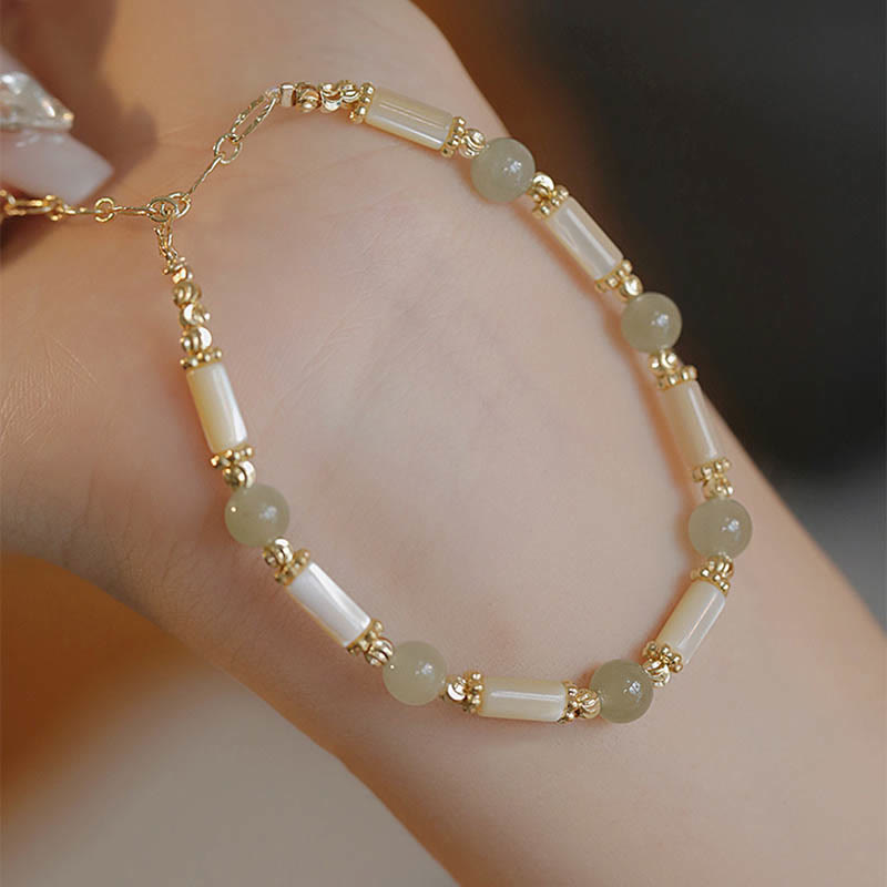 Nimara Ritual Tridacna Stone Red Agate Hetian Jade Blessing Bracelet