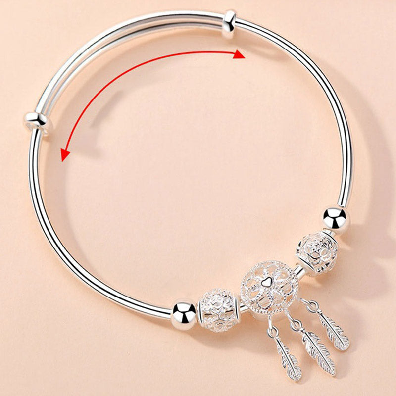 Nimara Ritual Tibetan White Copper Blessing Dream Catcher Charm Bracelet