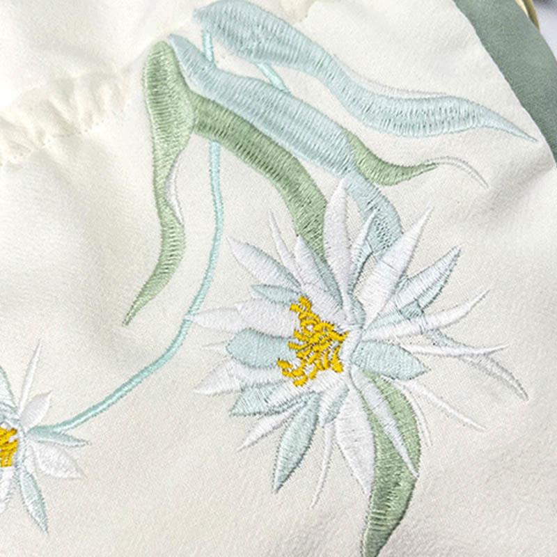Nimara Ritual Embroidered Butterfly Lotus Magnolia Cotton Linen Tote Crossbody Bag Shoulder Bag Handbag
