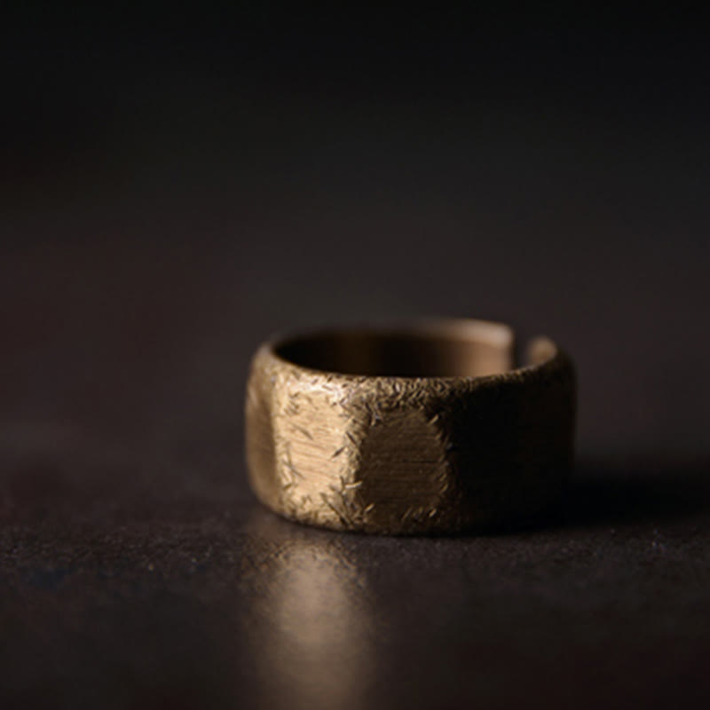 Nimara Ritual Tibetan Simple Design Copper Brass Frosted Wealth Ring