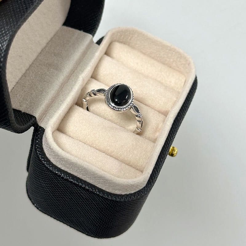 Nimara Ritual 925 Sterling Silver Black Onyx Fortune Ring
