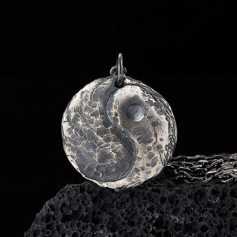 Nimara Ritual 990 Sterling Silver Yin Yang Hammer Texture Harmony Necklace Pendant
