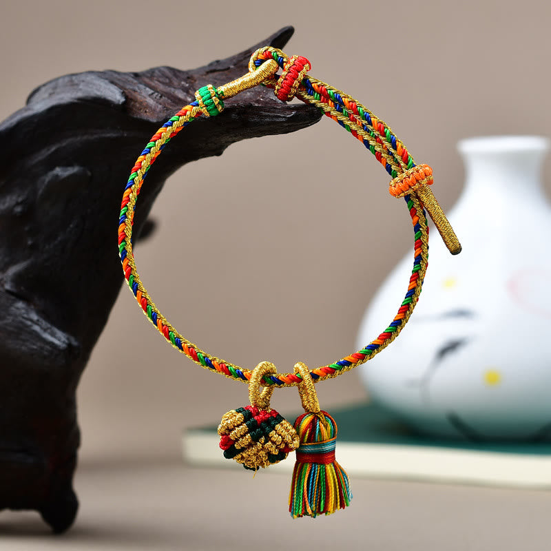 Nimara Ritual Colorful Rope Luck Handmade Zongzi Golden Ball Charm Bracelet