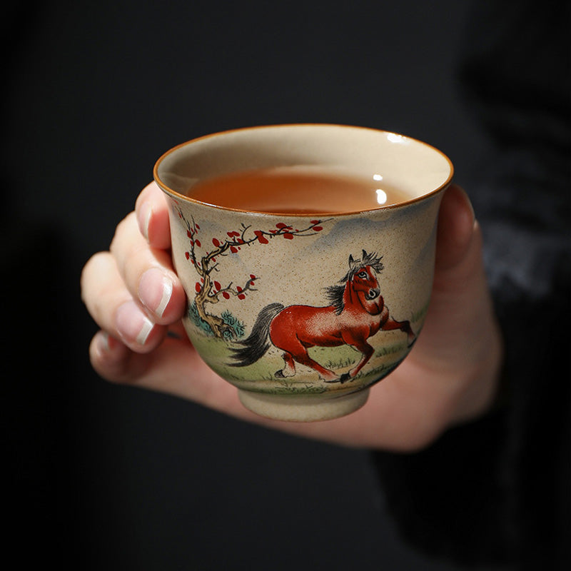 Nimara Ritual 12 Chinese Zodiac Ceramic Teacup Kung Fu Tea Cup 130ml