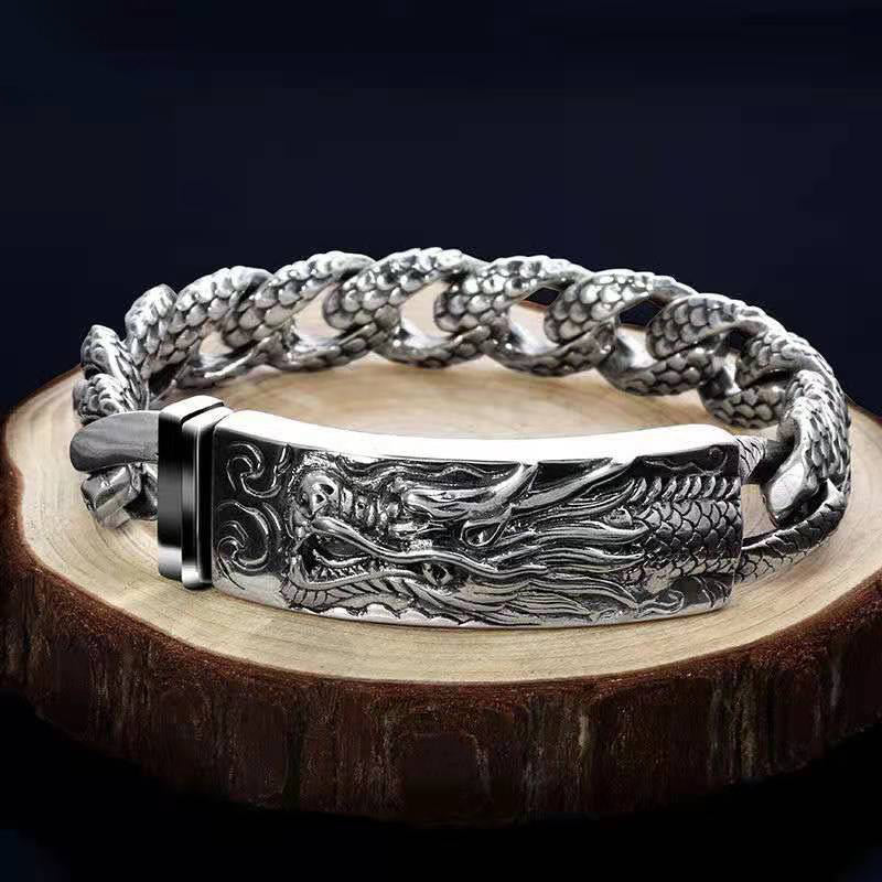 Nimara Ritual Retro Dragon Scale Pattern Engraved Protection Bracelet