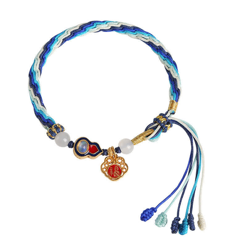 Nimara Ritual 925 Sterling Silver Handmade Gourd Blessing String Reincarnation Knot Bracelet