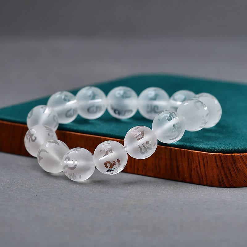 Nimara Ritual Tibet White Crystal Black Onyx Om Mani Padme Hum Meditation Bracelet