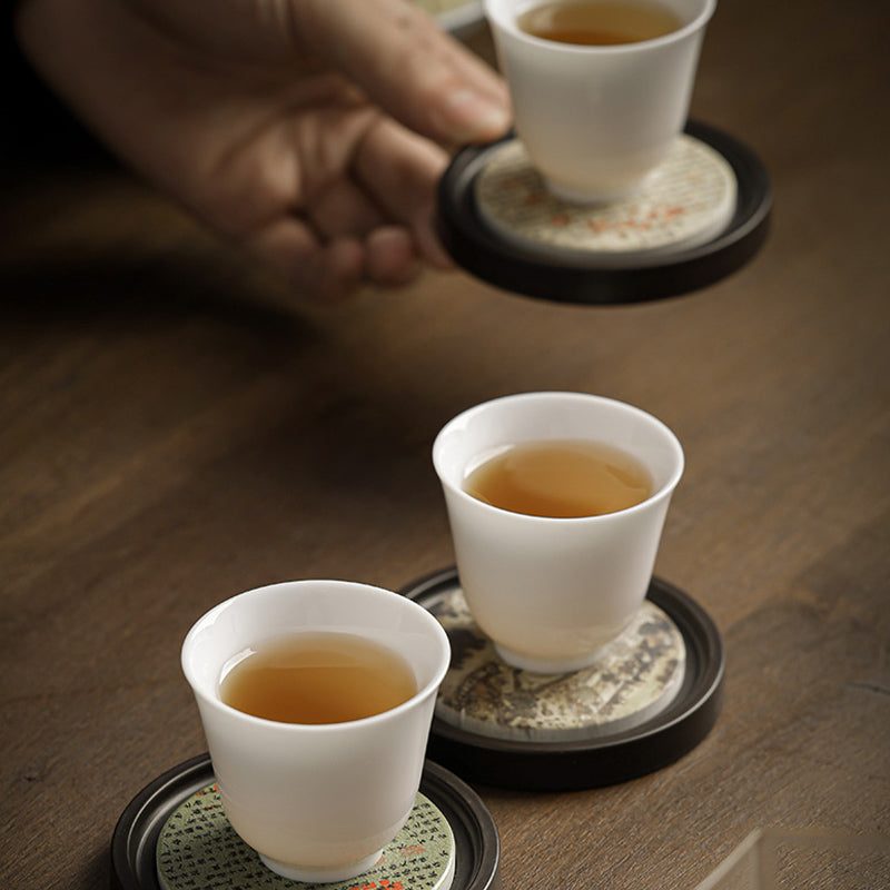 Nimara Ritual Plum Blossom Peach Heart Sutra Loquat Magnolia Persimmon Ceramic Cup Mat Pad Coaster Kung Fu Tea Mat