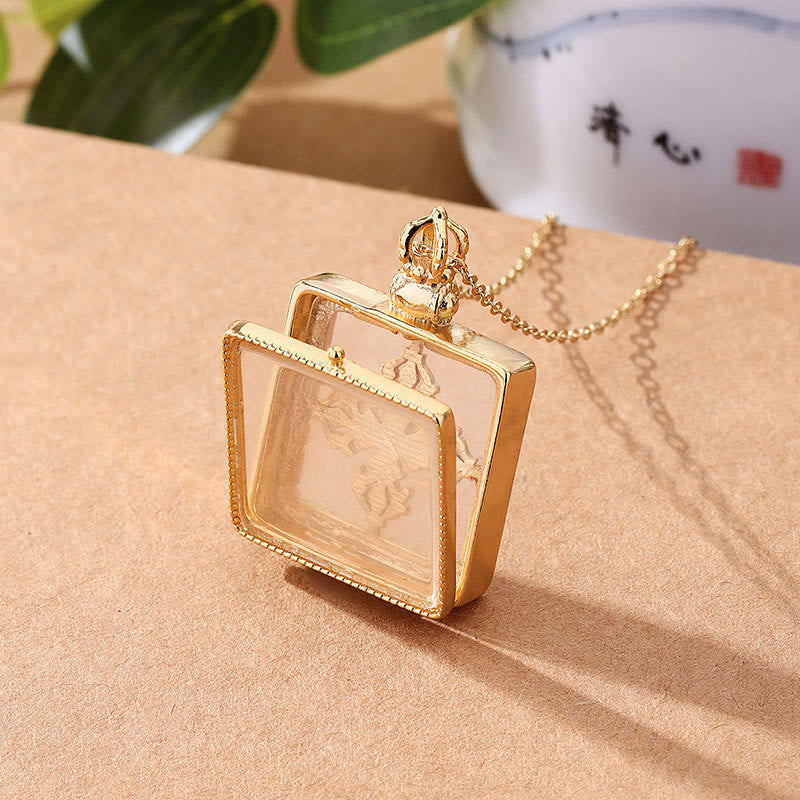 Nimara Ritual 24K Gold Plated White Jade Double Dorje Protection Luck Necklace Pendant