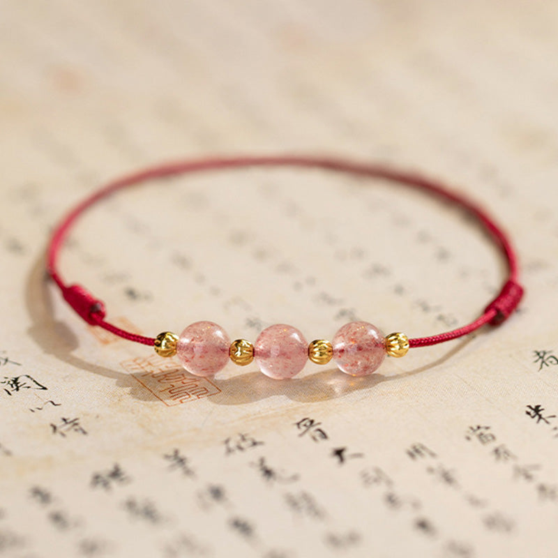 Nimara Ritual Strawberry Crystal Beads Luck Red String Anklet