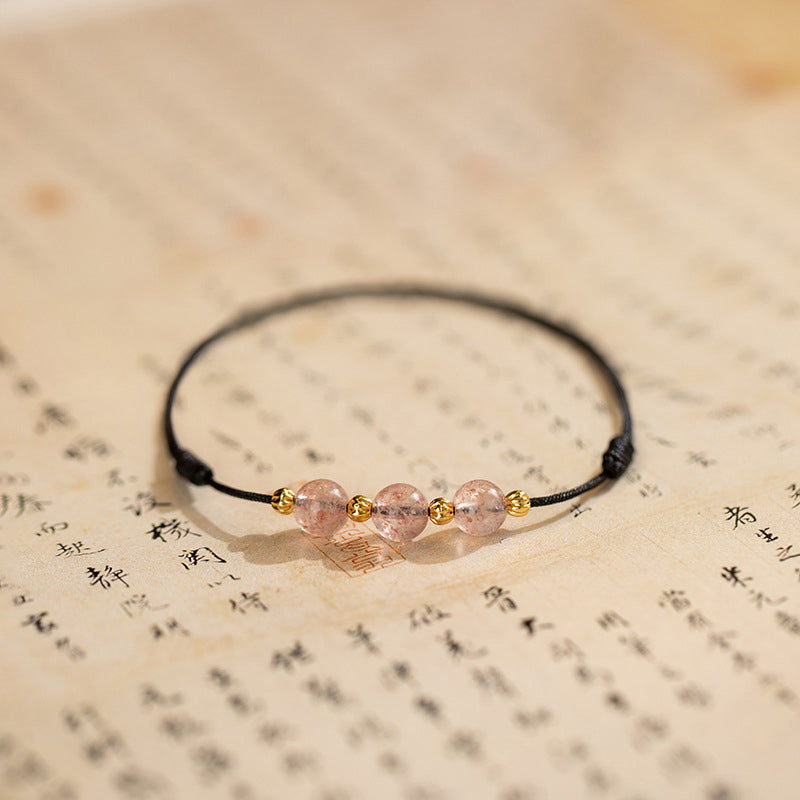 Nimara Ritual Strawberry Crystal Beads Luck Red String Anklet
