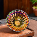 Nimara Ritual Lotus Peacock Inlaid Multicolored Chinese Jianzhan Ceramic Teacup Kung Fu Tea Cup