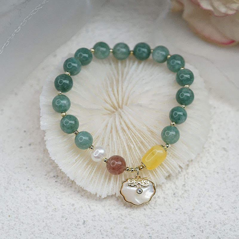 Nimara Ritual Jade Sea shell Ruyi Lock Luck Bracelet