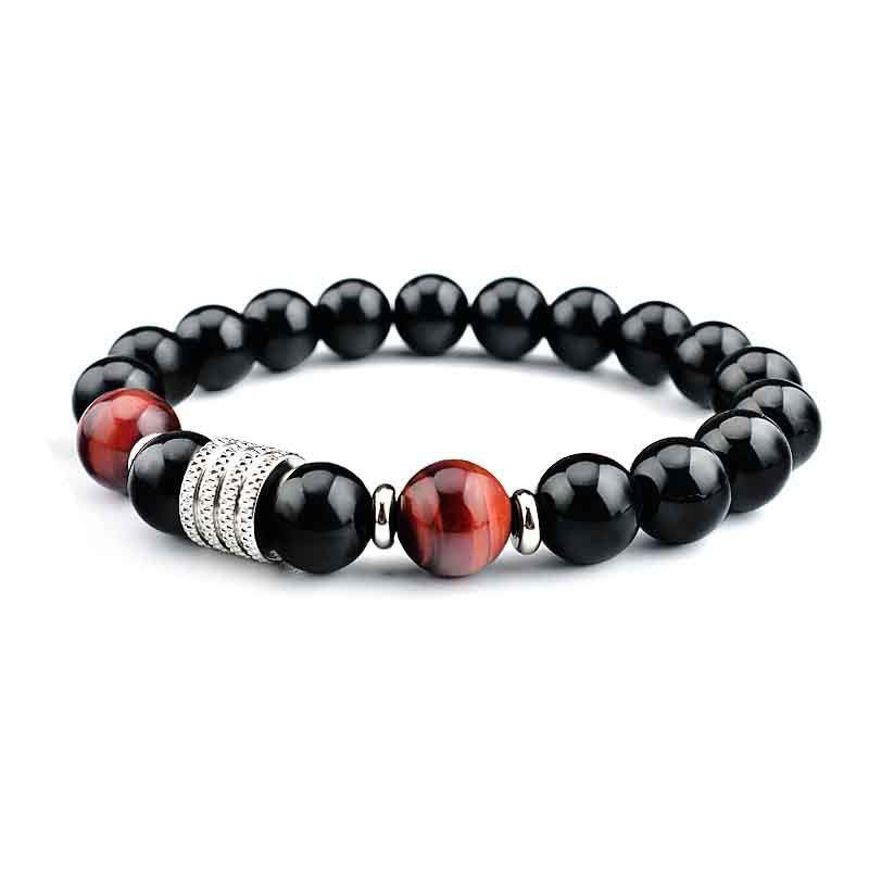 Nimara Ritual Natural Black Obsidian Tiger Eye Strength Fulfillment Bracelet