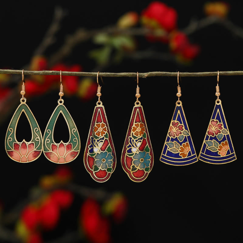 Nimara Ritual Lotus Butterfly Flower Alloy Copper Enlightenment Drop Earrings