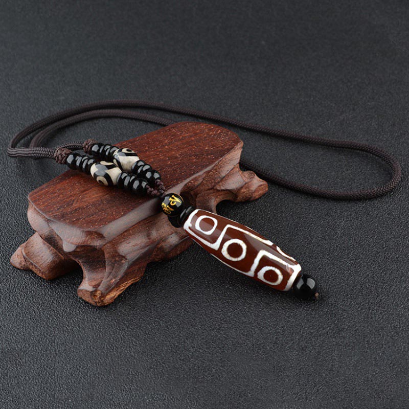 Nimara Ritual Nine-Eye Dzi Bead Wealth Protection Necklace