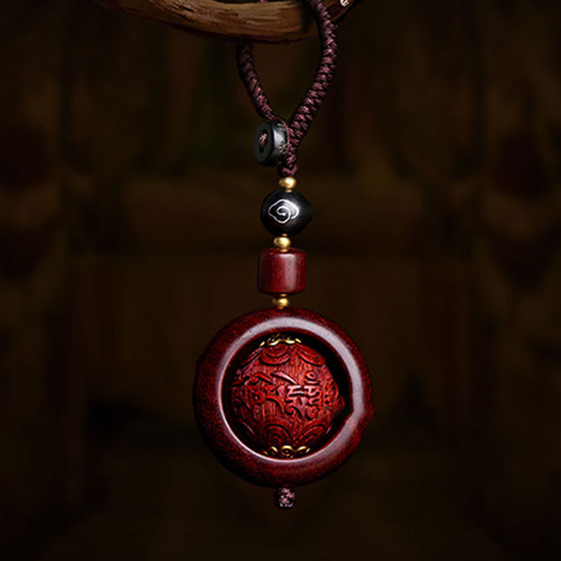 Nimara Ritual Tibetan Small Leaf Red Sandalwood Ebony Luck Protection Rotation Decoration
