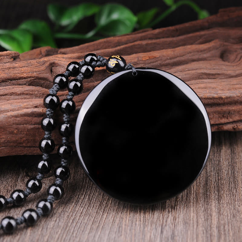 Nimara Ritual Bagua Dragon Phoenix Obsidian Fulfilment Pendant Necklace