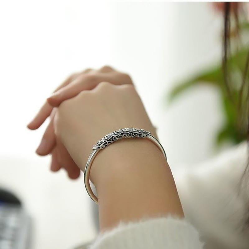 Nimara Ritual Om Mani Padme Hum Engraved Peace Cuff Bracelet Bangle
