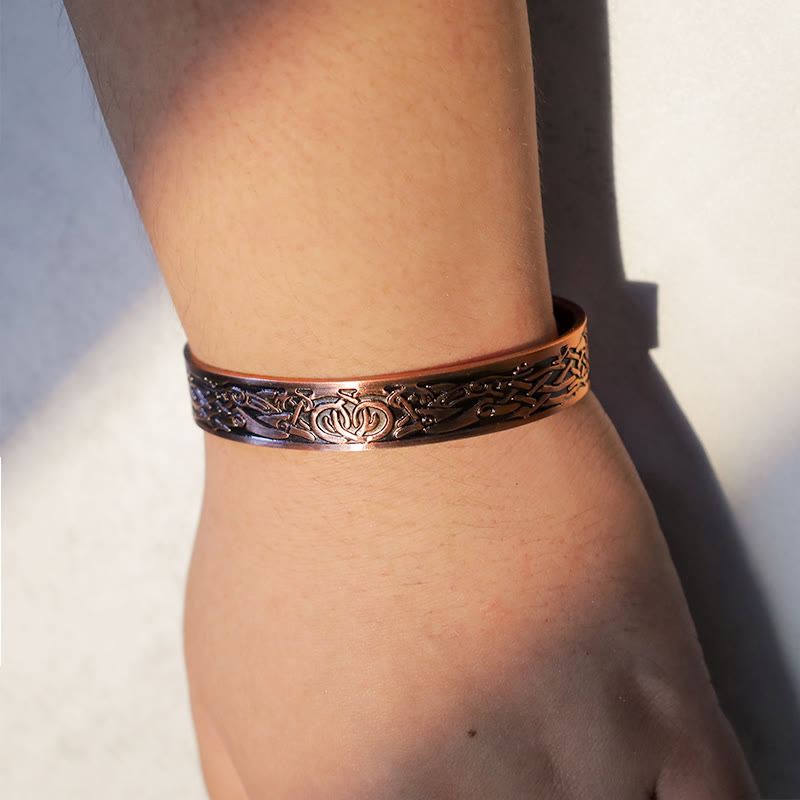 Nimara Ritual Viking Birds Magnetic Copper Adjustable Cuff Bracelet Bangle