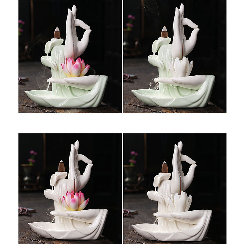 Nimara RitualTibetan Lotus Blessing Incense Burner Decoration