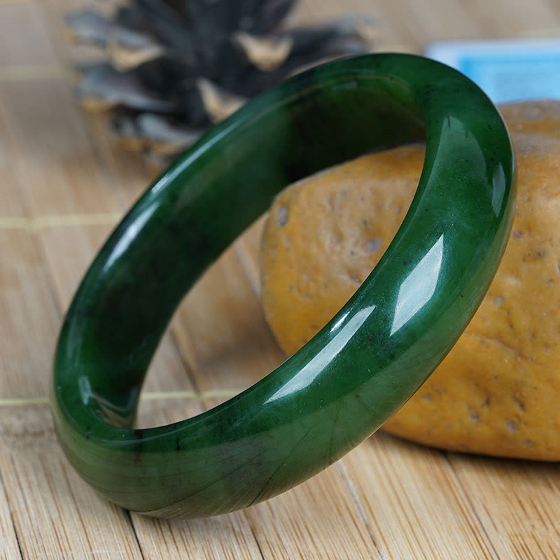 Nimara Ritual Natural Hetian Cyan Jade Happiness Success Bracelet Bangle