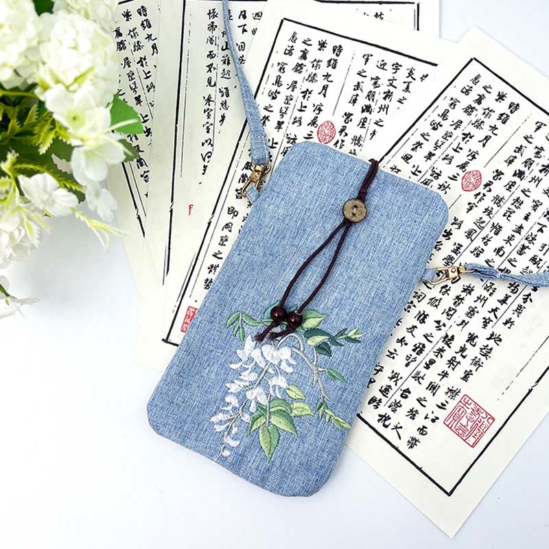 Nimara Ritual Small Embroidered Flowers Crossbody Bag Shoulder Bag Cellphone Bag 11*20cm