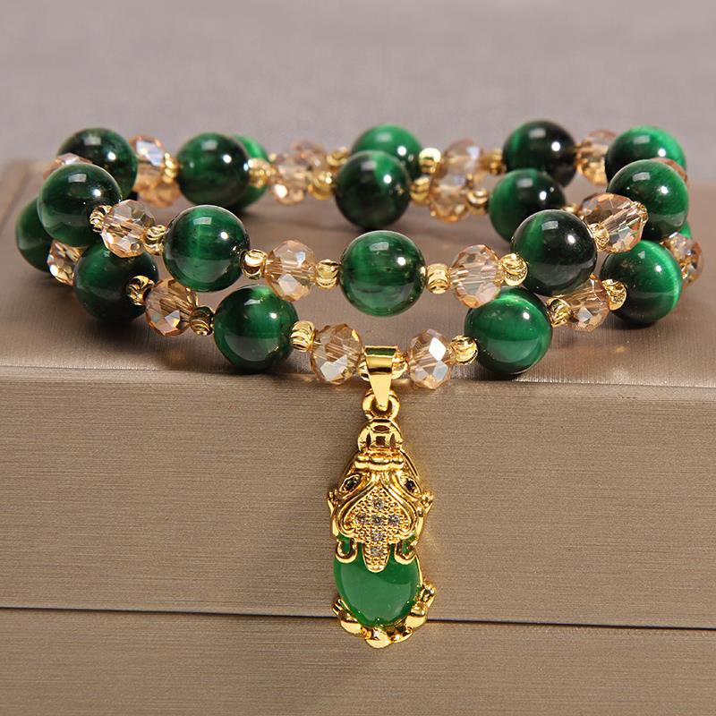Nimara Ritual Tiger Eye Pixiu Fox Money Bag Protection Self Confidence Double Wrap Bracelet