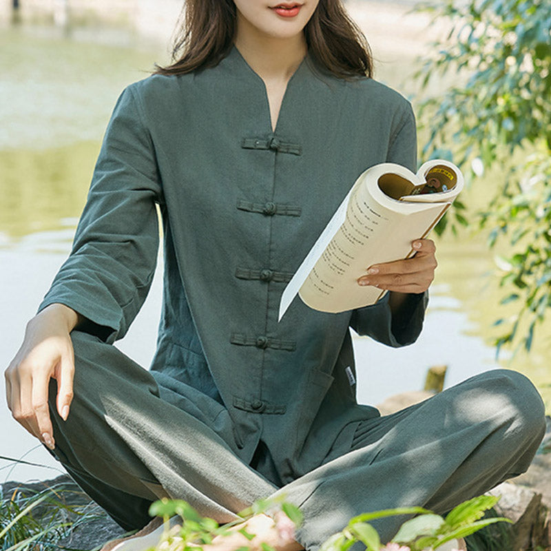 Nimara Ritual Spiritual Zen Practice Yoga Meditation Prayer Uniform Cotton Linen Clothing Women's Set