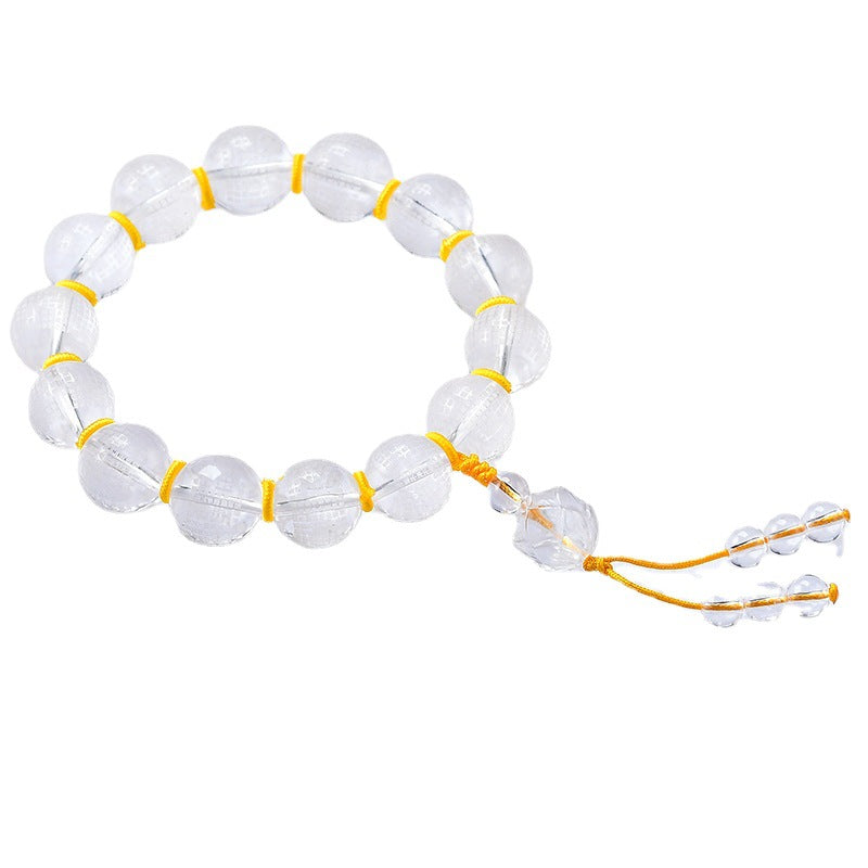 Nimara Ritual Tibet White Crystal Half Demon Half Buddha Heart Sutra Lotus Healing Bracelet