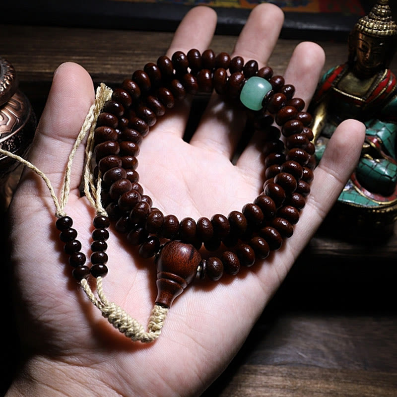 Nimara Ritual Natural Tibet 108 Mala Beads Purple Bodhi Seed Three-eyed Dzi Bead Copper Dorje Harmony Bracelet