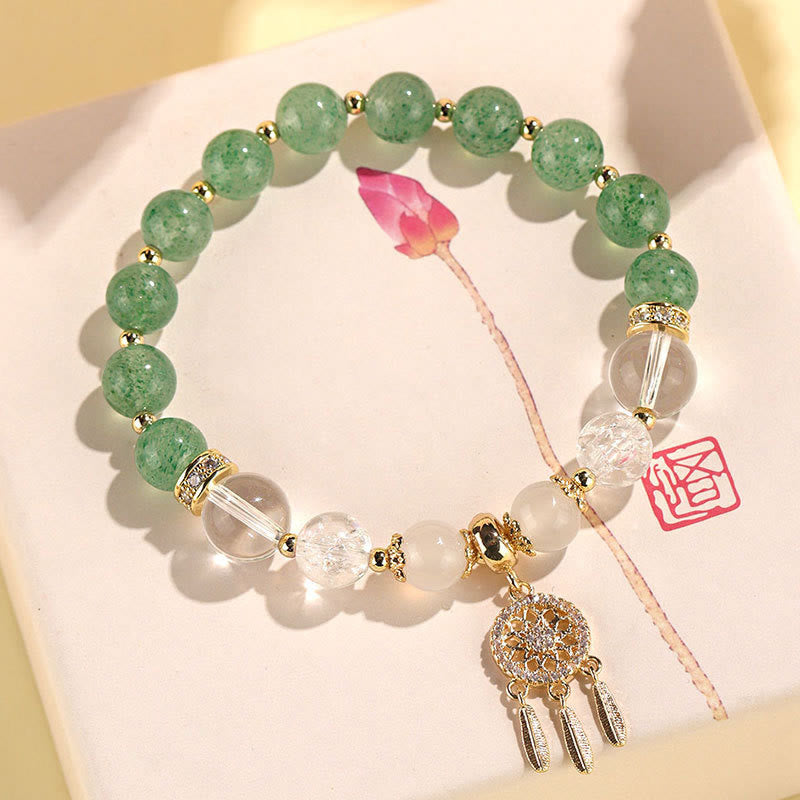 Nimara Ritual Green Strawberry Quartz Amethyst Crystal Dreamcatcher Healing Bracelet