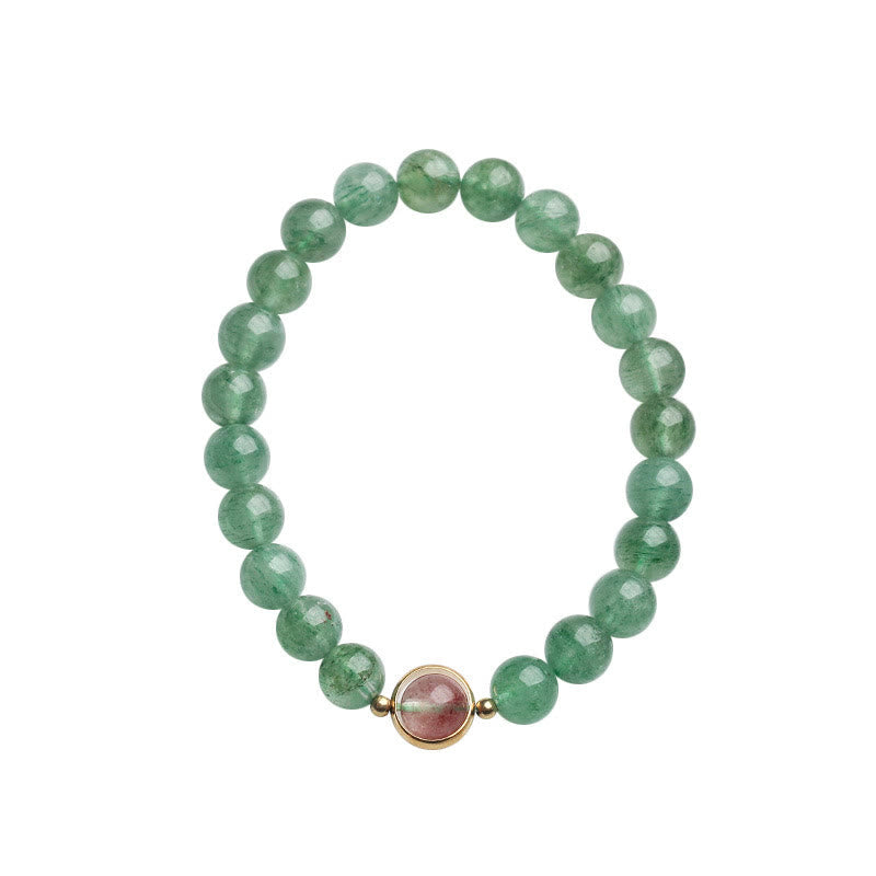 Nimara Ritual Natural Green Strawberry Quartz Soothing Beaded Bracelet