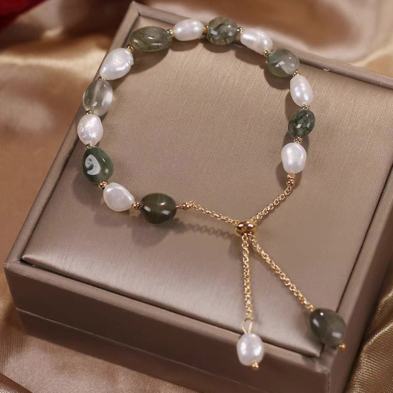 Nimara Ritual Natural Blue Aventurine Crystal Pearl Bead Healing Bracelet