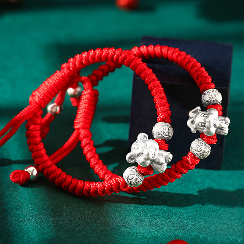 Nimara Ritual 999 Sterling Silver Chinese Zodiac Red Rope Luck Handcrafted Kids Bracelet