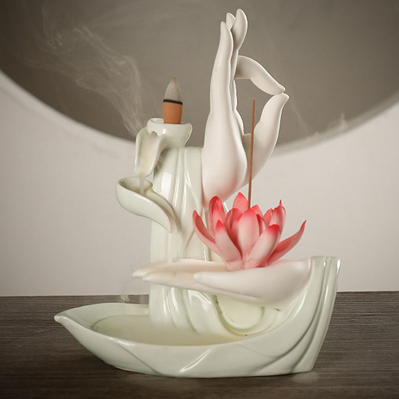 Nimara RitualTibetan Lotus Blessing Incense Burner Decoration
