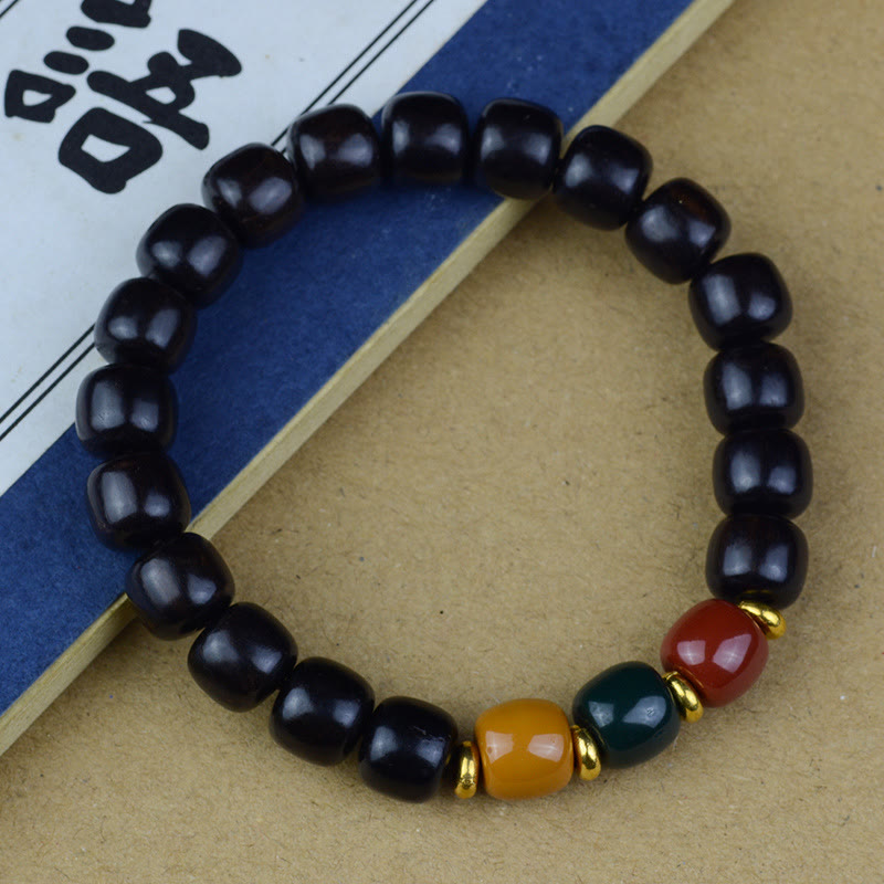 Nimara Ritual Multicolored Green Sandalwood Ebony Wood Red Sandalwood Peace Bracelet