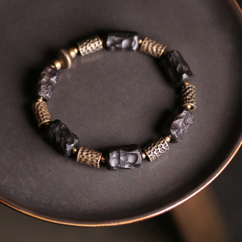 Nimara Ritual Tibetan Ebony Wood Copper Calm Peace Bracelet