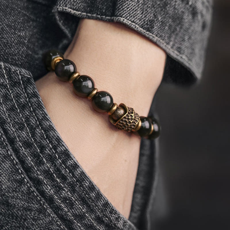 Nimara Ritual Rainbow Obsidian Copper Love Healing Bracelet