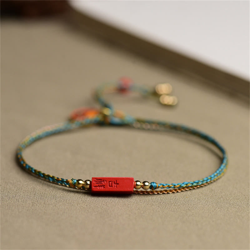 Nimara Ritual Handmade Cinnabar As One Wishes Blessing Braid Double Layer Bracelet